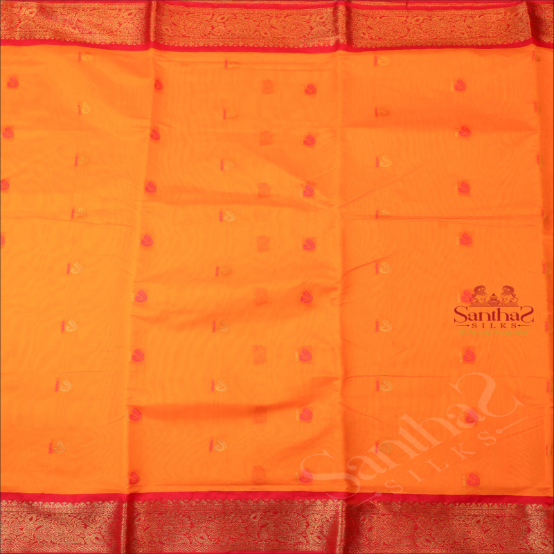 9 YARDS MADISAR MANGO YELLOW COLOUR BODY WITH GOLDEN ZARI & THREAD BUTTA AND WITHOUT BLOUSE