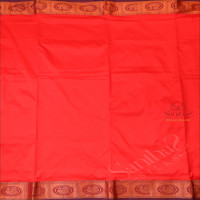9 YARDS MADISAR RED COLOUR BODY WITH CONTRAST BORDER & WITHOUT BLOUSE