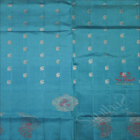 BOREDERLESS BLUE COLOUR BODY WITH SILVER ZARI PEACOCK BUTTA WITH SELF BLOUSE
