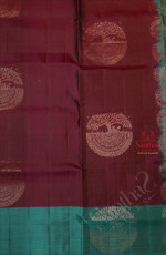 PURPLE COLOUR BODY WITH COPPER ZARI TREE BUTTA WITH CONTRAST BLOUSE & BORDER
