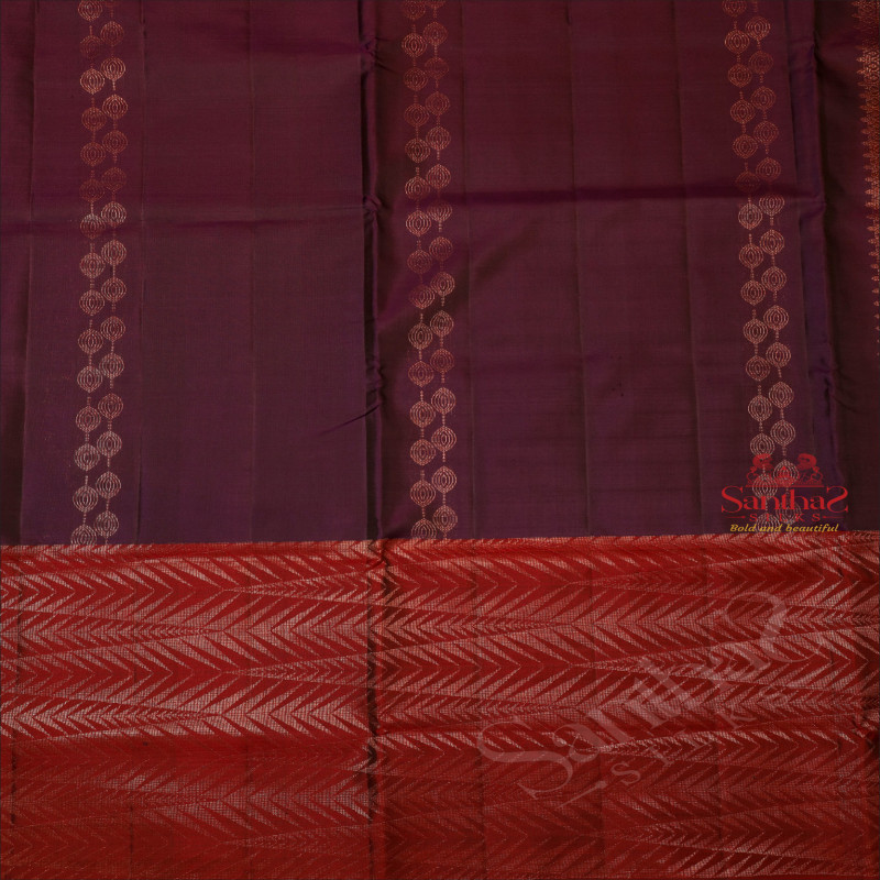 PURPLE COLOUR BODY WITH COPPER ZARI FANCY BUTTA WITH CONTRAST BLOUSE & BORDER