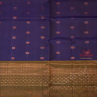 DARK BLUE COLOUR BODY WITH COPPER ZARI KOLAM BUTTA WITH CONTRAST BLOUSE & BORDER