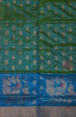 GREENISH BLUE COLOUR BODY WITH SILVER ZARI BUTTA WITH SELF BLOUSE
