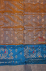 BLUE COLOUR BODY WITH SILVER ZARI BUTTA WITH SELF BLOUSE