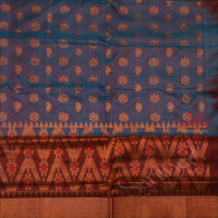 BLUE COLOUR BODY WITH GOLDEN ZARI MANGO FLORAL BUTTA WITH CONTRAST BLOUSE & BORDER