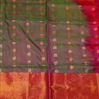 GREEN AND VIOLET SHADE BODY WITH GOLDEN ZARI LEAF BUTTA WITH CONTRAST BLOUSE & BORDER