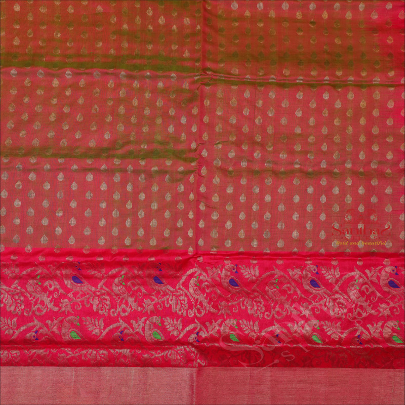 PINK COLOUR BODY WITH SILVER ZARI BUTTA WITH SELF BLOUSE