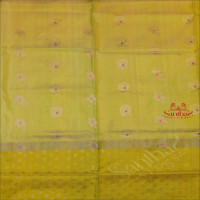 GREEN APPLE COLOUR BODY WITH SILVER ZARI FLORAL BUTTA WITH SELF BLOUSE