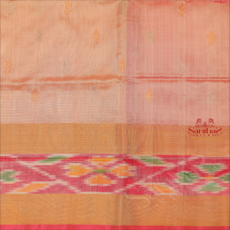 LIGHT PEACH COLOUR BODY WITH GOLDEN SILVER ZARI BUTTA WITH CONTRAST BLOUSE