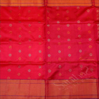 PINK COLOUR BODY WITH GOLDEN ZARI FLORAL BUTTA WITH CONTRAST BLOUSE & BORDER