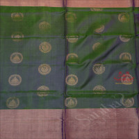 GREEN COLOUR BODY WITH SILVER ZARI BIG BUTTA WITH CONTRAST BLOUSE & BORDER