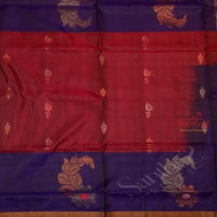 MAROON COLOUR BODY WITH GOLDEN ZARI LEAF AND FLORAL BUTTA WITH CONTRAST BLOUSE & BORDER