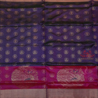 VIOLET COLOUR BODY WITH SILVER ZARI BUTTA WITH CONTRAST BLOUSE & BORDER