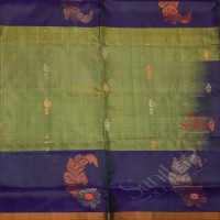 OLIVE GREEN COLOUR BODY WITH GOLDEN ZARI FLORAL BUTTA WITH CONTRAST BLOUSE & BORDER