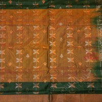 MUSTARD YELLOW COLOUR BODY WITH GOLDEN AND COPPER ZARI BUTTA WITH CONTRAST BLOUSE & BORDER