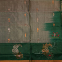 GREYISH GREEN COLOUR BODY WITH SILVER ZARI BUTTA WITH CONTRAST BLOUSE & BORDER