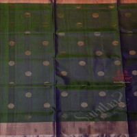 DUAL BLUE SHADE COLOUR BODY WITH SILVER ZARI COIN BUTTA WITH CONTRAST BLOUSE & BORDER